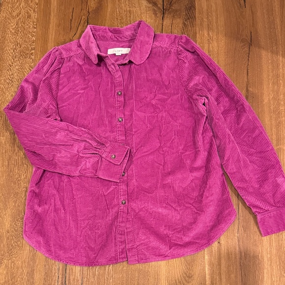 LOFT Tops - LOFT Pink Corduroy Button-Down Shirt – Size M